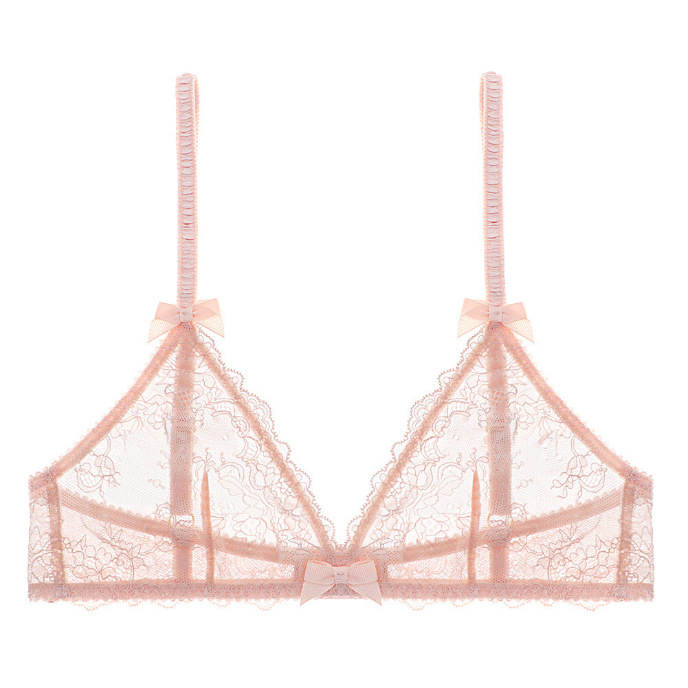 Summer Sexy Comfortable Lace Wireless Triangle Cup Thin Bra Small Breasts Push up Bra