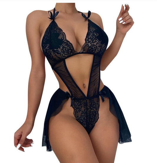 One Piece Hollow Out Cutout-out Free Sexy Sexy Underwear Black Camisole One Piece Suit